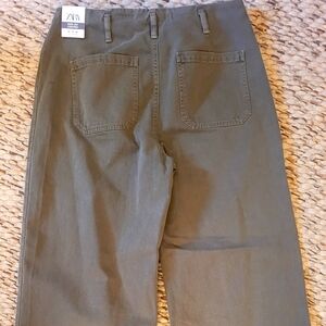 Zara Wide Leg Cropped, 12/44, Olive Green